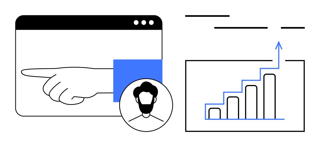 Digital presentation with hand pointing user vector image