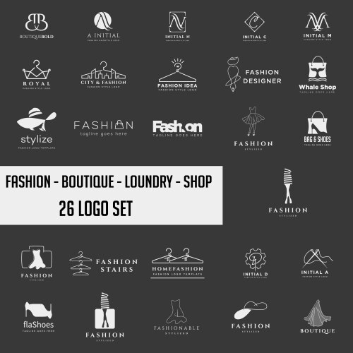 fashion shoping simple logo collection set vector image vector image