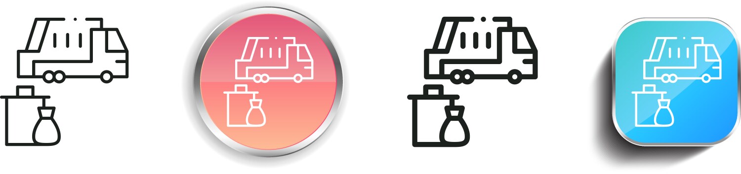 Garbage truck icon thin linear regular and button vector image