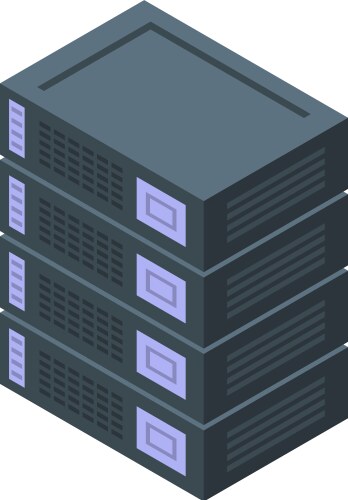 Modern server room equipment processing data vector image