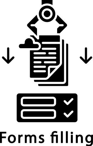 Forms filling glyph icon robot inputting data vektorbild