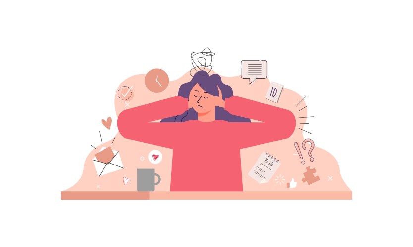 Information overload and multitasking problems vector image