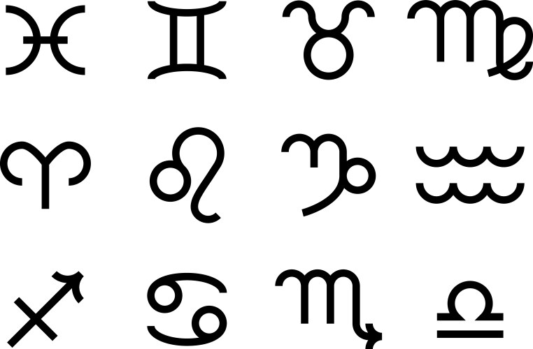 Zodiac Signs. Set Of Simple Zodiac With Captions . Zodiac Symbols Stock Vector -