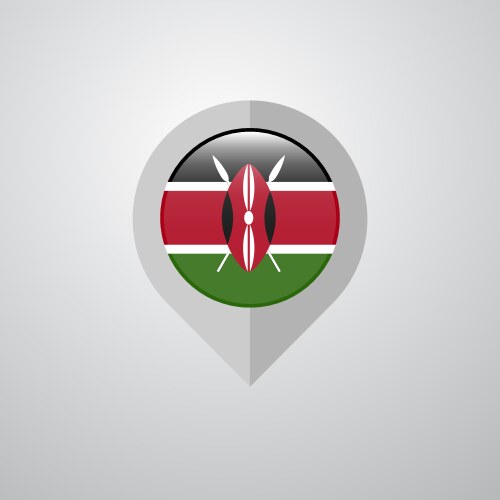 Map navigation pointer with kenya flag design vector image