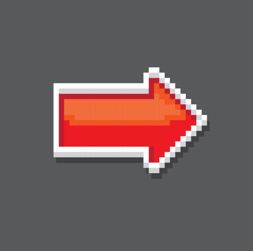 Red pixel style arrow sign or button for web vector image