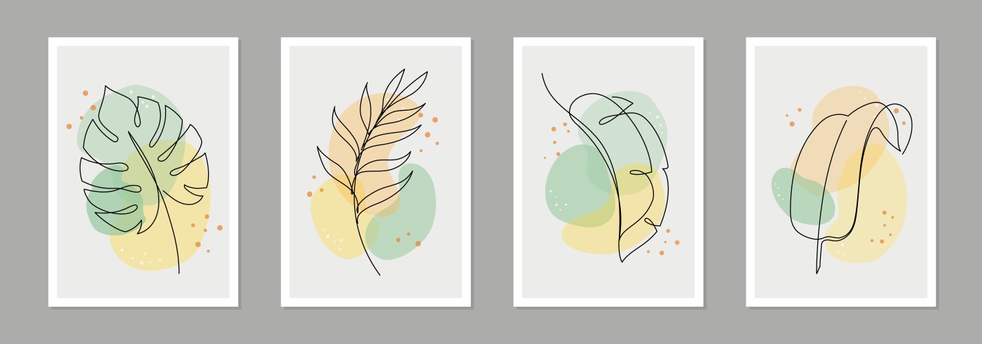 Abstract boho line art leaf design minimal vector image