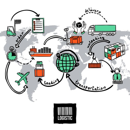 Logistic colored composition Royalty Free Vector Image