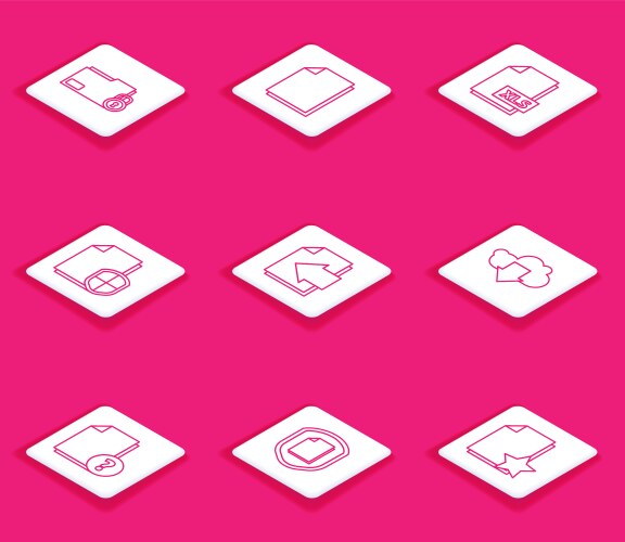 Set line folder and lock document xls file vector image