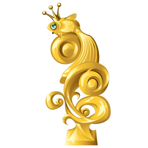 fish figurine made gold isolated on white vector image