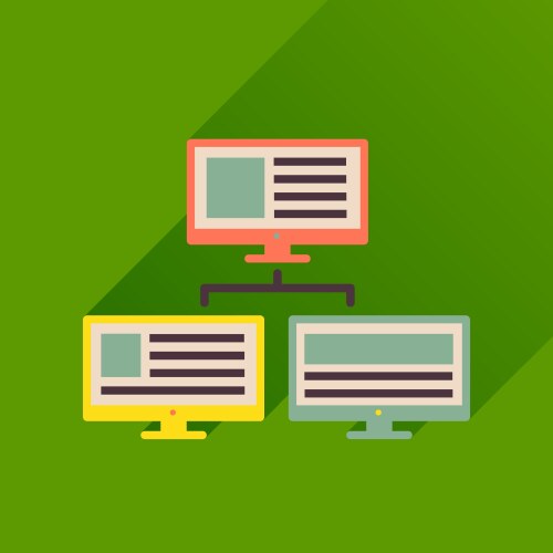 Flat icon with long shadow computer network vector image