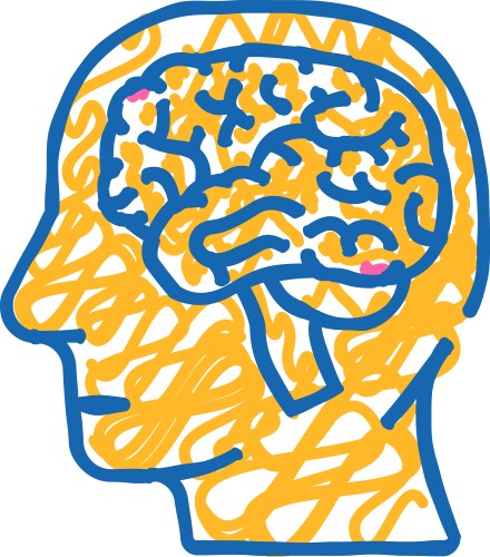 Smart brain human icon doodle Royalty Free Vector Image