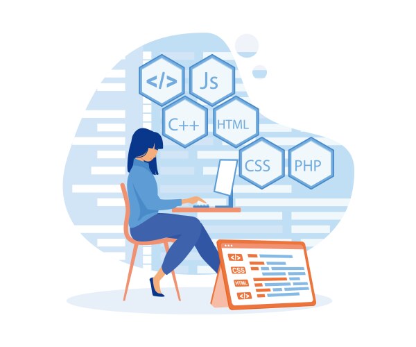 Project engineer programming software application vector image