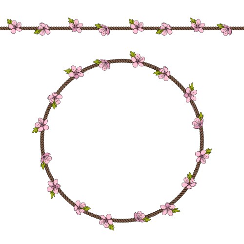 seamless pattern with net of cord and pink flower vector