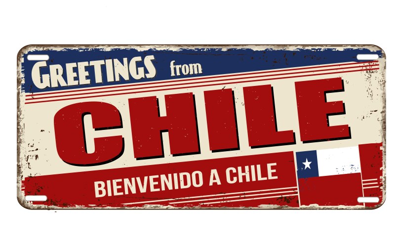 Vintage Chile Welcome Plate Vector Image