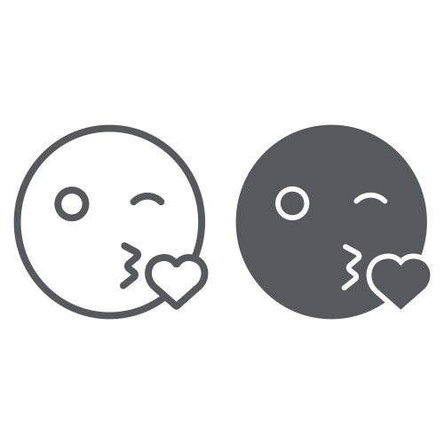 kiss smile line and glyph icon emoticon vector image