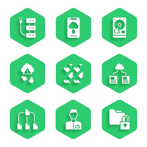 Set data stream analyst engineer folder and lock vector image