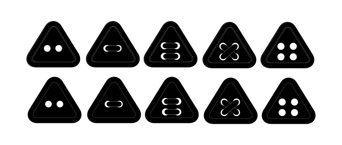 Set of black triangular buttons button with two vector image