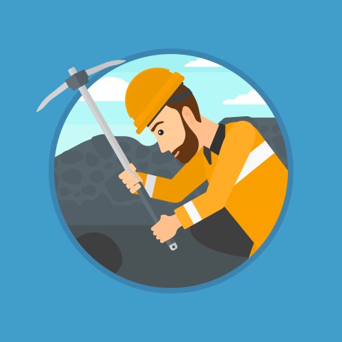 Miner working with pickaxe Royalty Free Vector Image