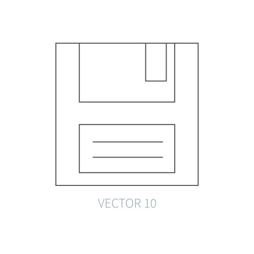 Flat line computer part icon - floppy disk vector image