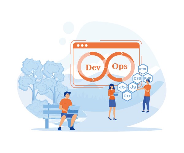 Devops concept programmers practice vector image