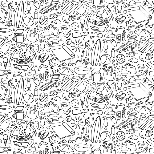 Beach Doodle Pattern Vector Image