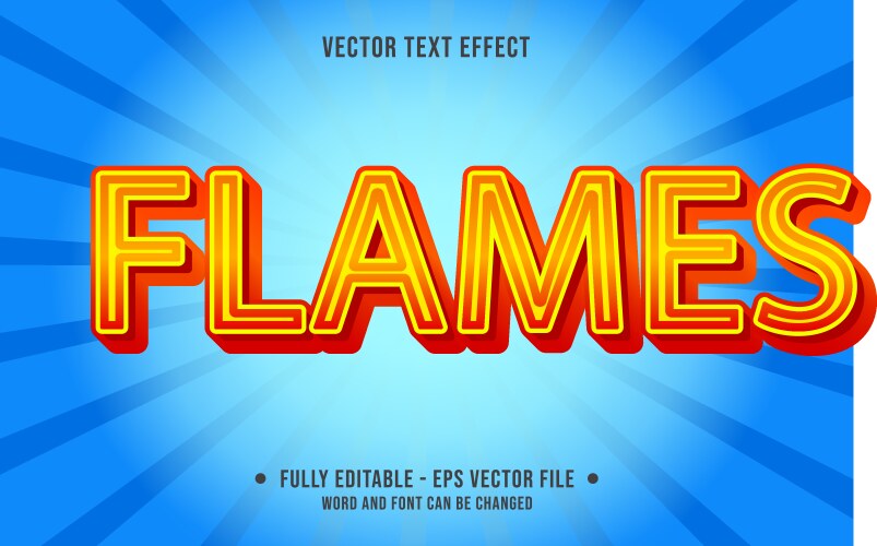 Editable text effect gradient flame shiny style vector image