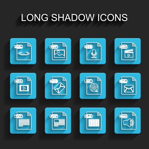 Set line txt file document pdf xml xls wma msg vector image