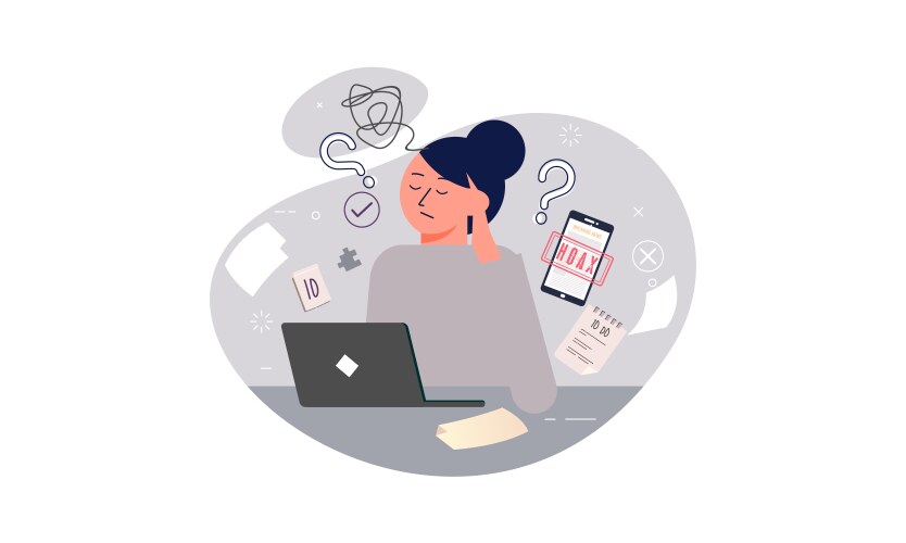 Information overload and multitasking problems vector image