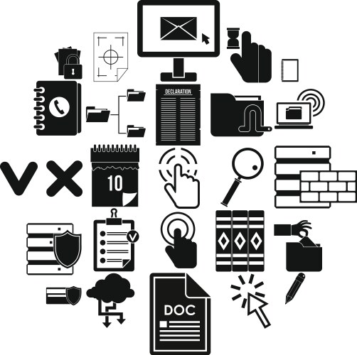 Document case icons set simple style vector image