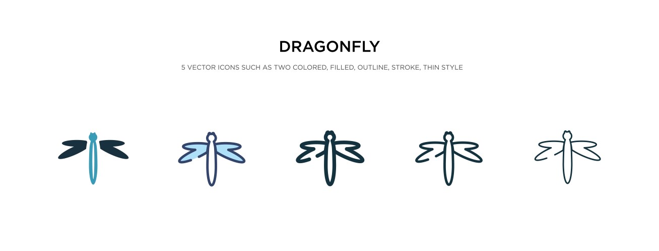 Dragonfly icon in different style two colored vector image
