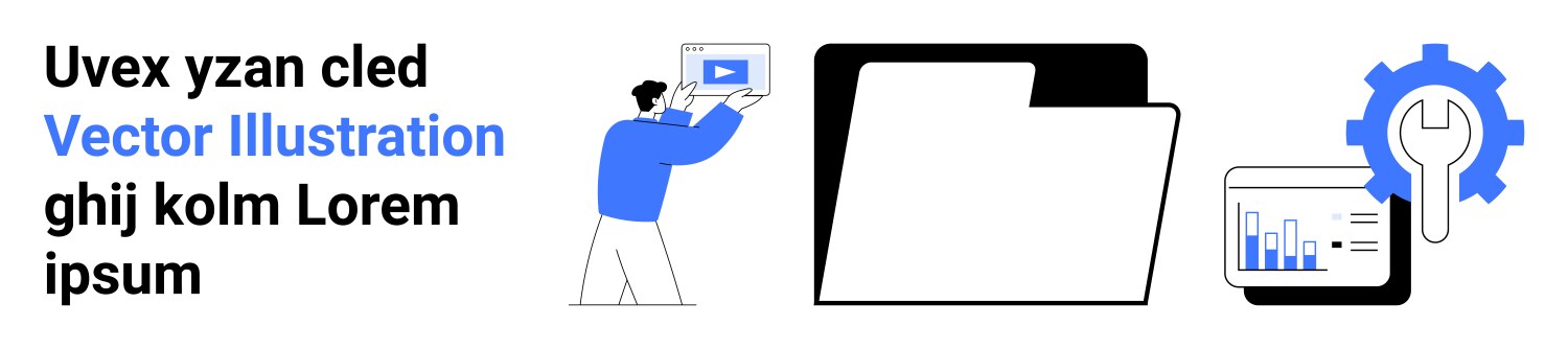 Man watching video folder storage and data vektorbild