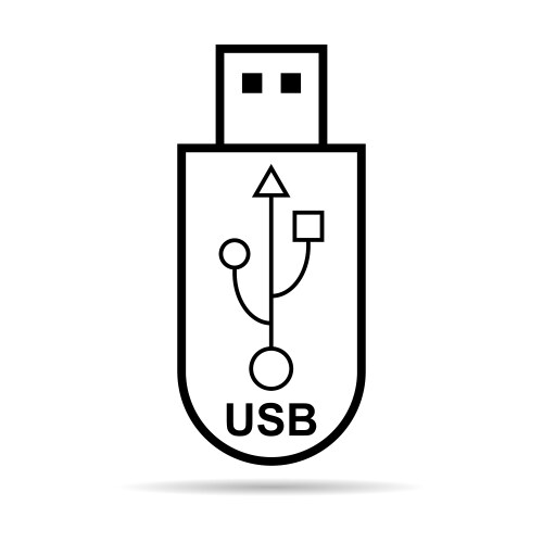 Usb icon technology with shadow connect device vector image