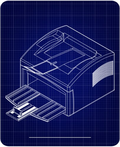 3d model of printer on a blue vector image