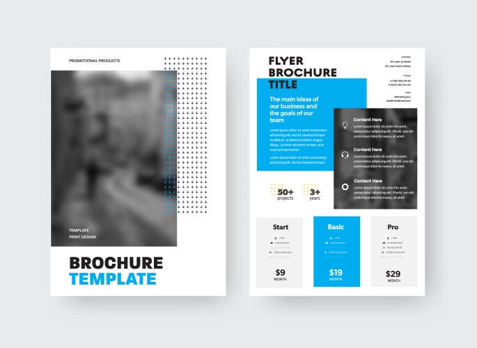 brochure template with blue geometric design vector image