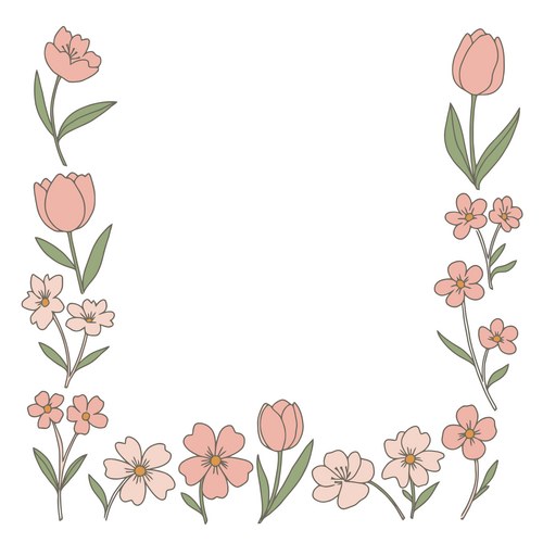 Delicate Pink Tulip Floral Border Vector Image
