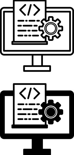 Programming icons black and white Royalty Free Vector Image