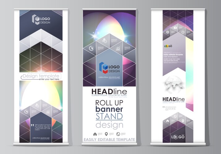 set of roll up banner stands abstract geometric vector