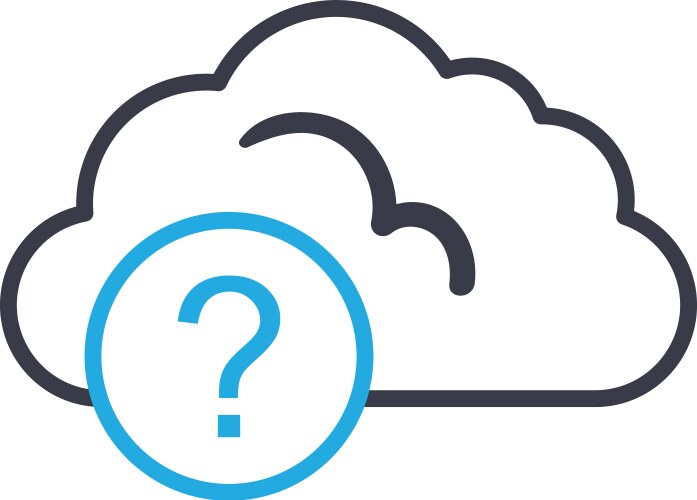 Cloud computing with question mark line style icon vector image