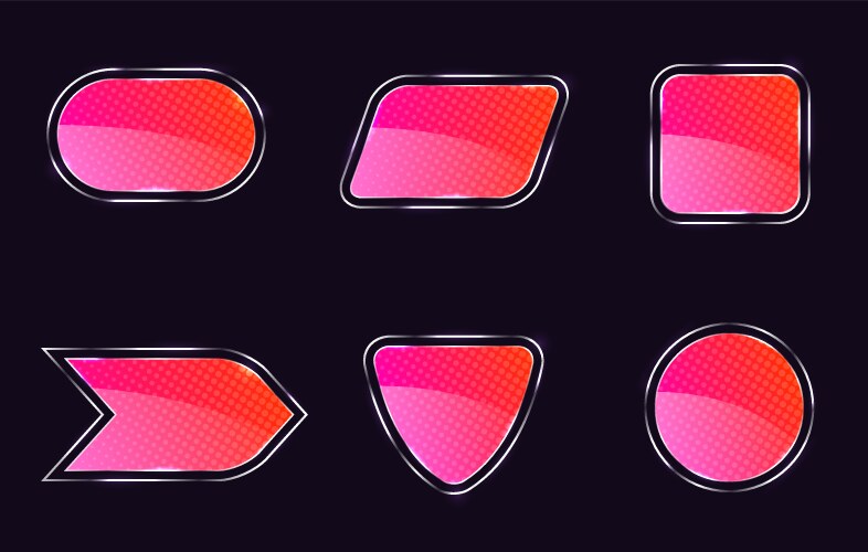 Set of glossy web frames for text vector image
