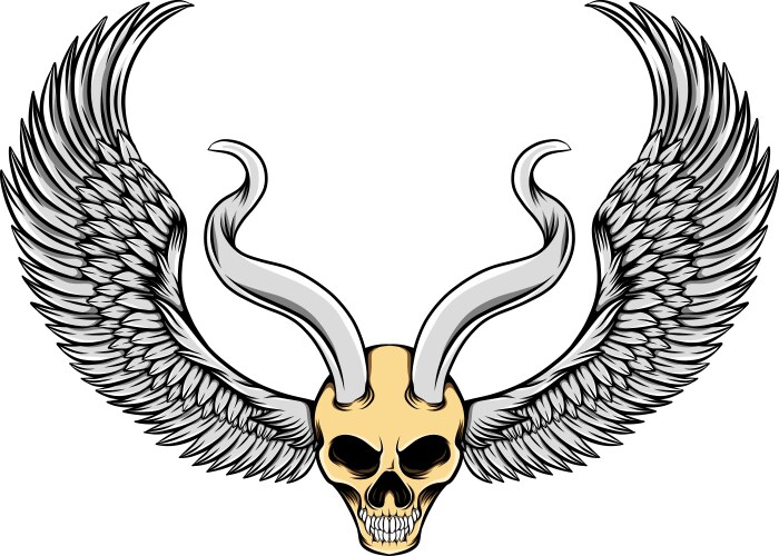 Evil skull with metal horns and wings Vector Image