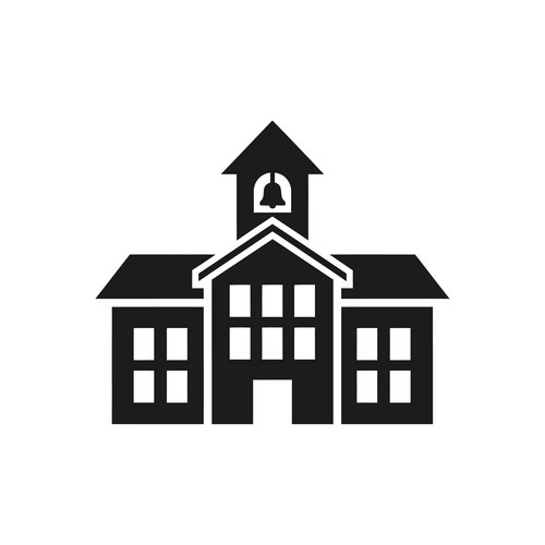 Simple Black and White School Tower Drawing Vector Image