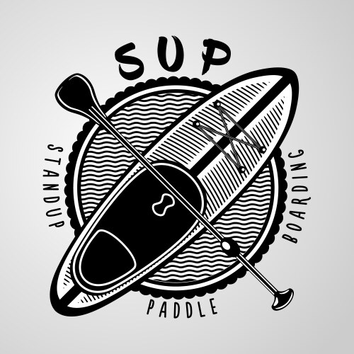 sup standup padle boarding sign vintage vector image