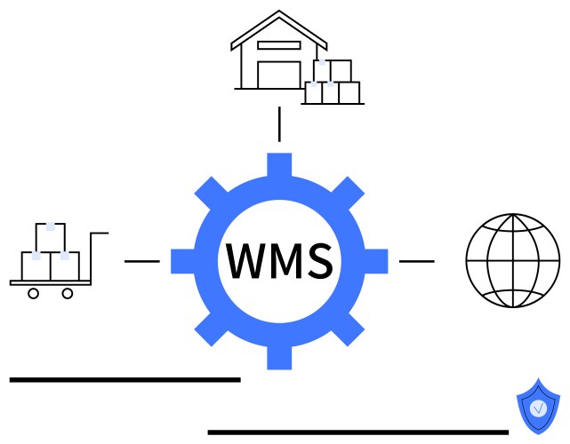 Warehouse management system concept with gear Vector Image