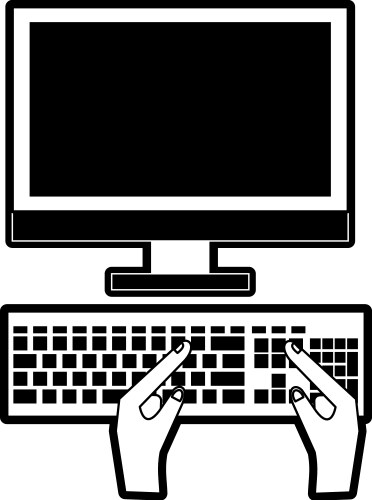Computer and hands typing on keyboard icon image vector image