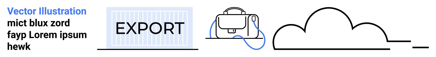 Export process with text packed container cloud vector image