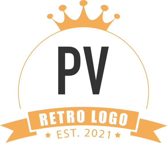 Initial letter pv circle king logo concept Vector Image