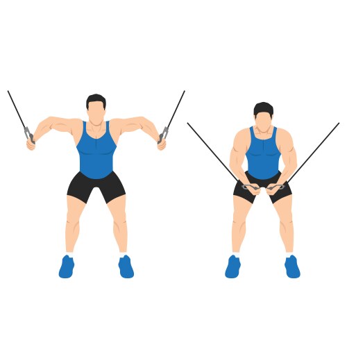 Man doing cable triceps kickbacks exercise Vector Image