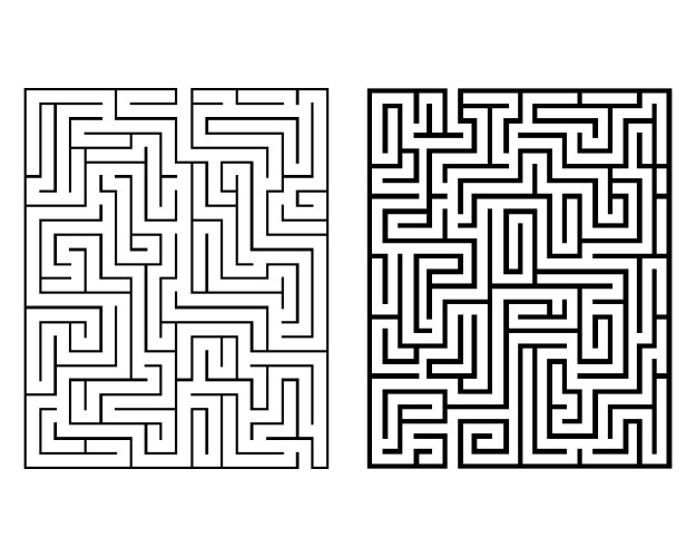 Rectangle black mazes isolated Royalty Free Vector Image