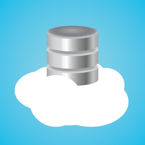 Cloud database with clouds and data base vector image
