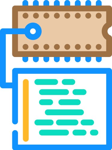 Microcontroller programming electronics color icon vector image